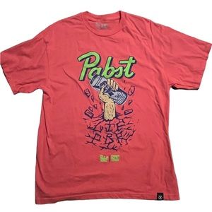 Pabst Beer coral colored T-shirt L
